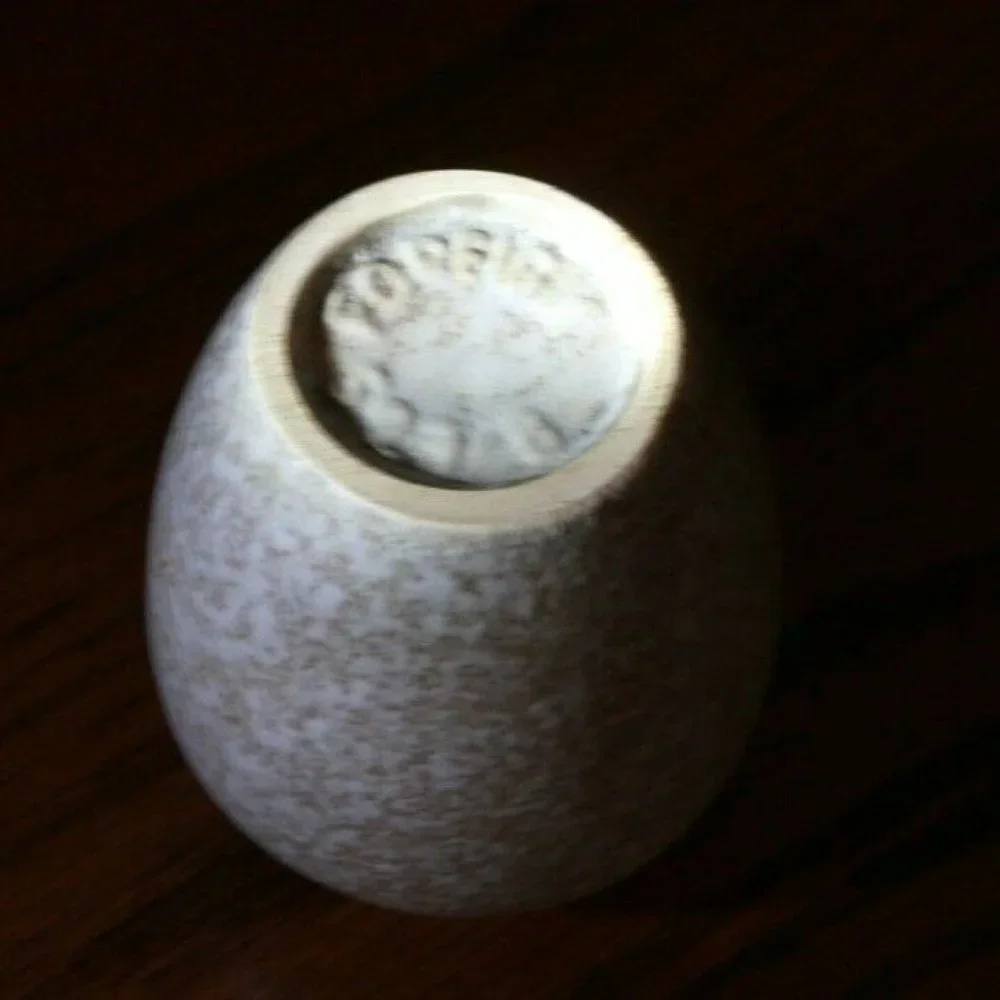 Scheurich antique S&G Foreign vase pottery gray textured tan, pale yellow inside